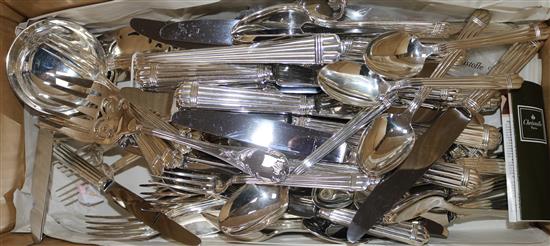 A Christofle Aria pattern canteen of plated flatware and cutlery